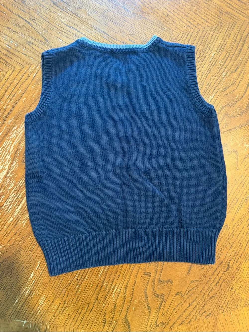 Ralph Lauren Navy V-Neck Sweater Vest with Light Blue Trim